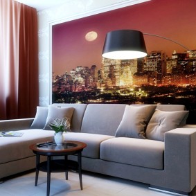 جدار جدارية خلف أريكة على شكل زاوية