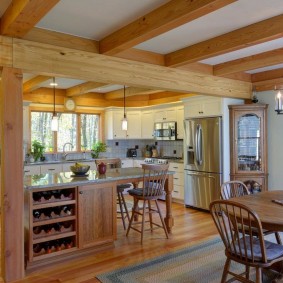 Ceiling decor with natural wood beams
