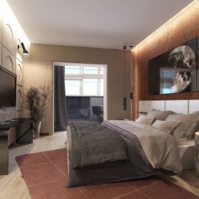 Stylish bedroom in a two-bedroom apartment