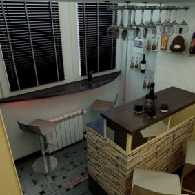 Virtuves balkons pēc pievienošanās virtuvei