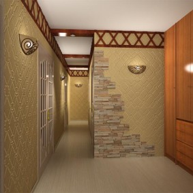 Wall decor in the hallway with artificial stone