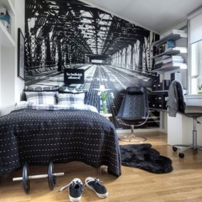 Wall mural with perspective in teenager room