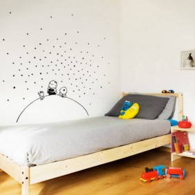 Children's bed on a wooden base