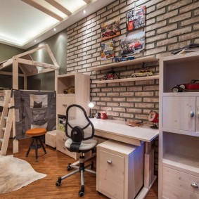 Loft in the interior of the room for boys