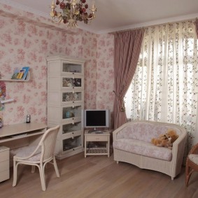 Teenager room with beautiful wallpaper
