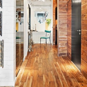 Stylish corridor with wood trim