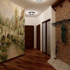 Wall mural in the interior of a modern hallway