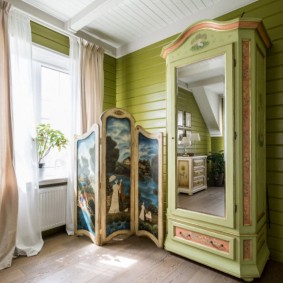 Wooden wardrobe in a country house