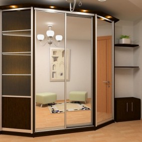 Trapezoidal cabinet with mirrored doors