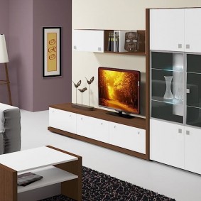 Furniture wall with sideboard for dishes