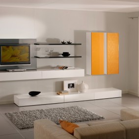 Wall cabinets with yellow facades