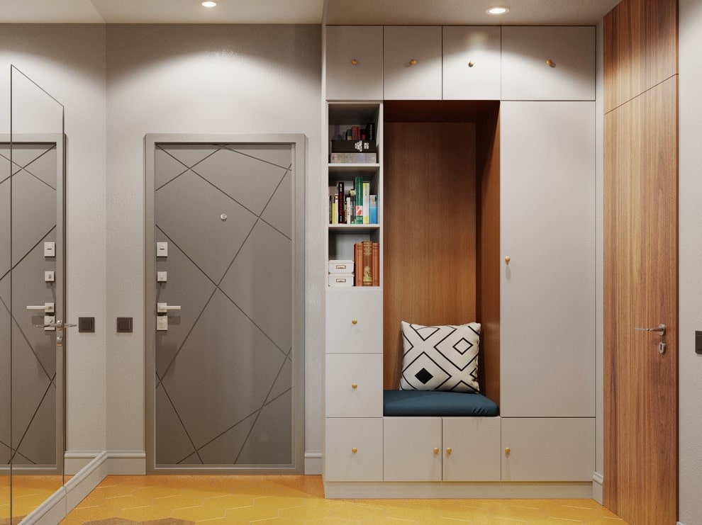 Combined closet for storing clothes in the hallway