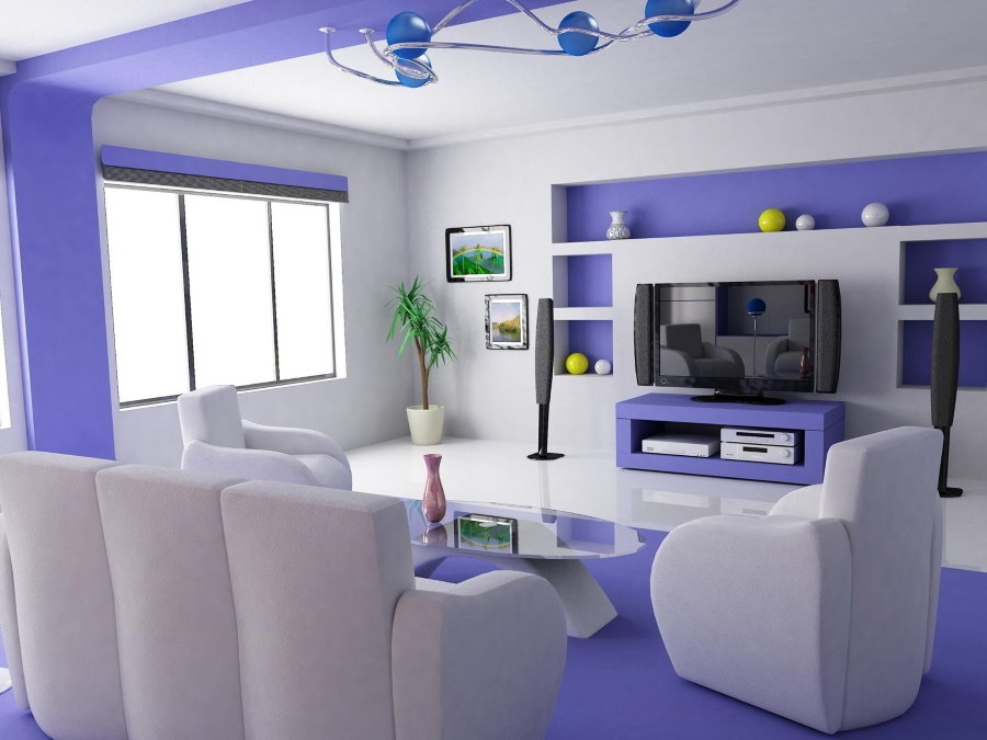 Wall painting in a high-tech style living room