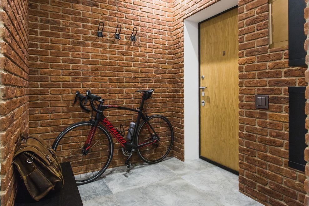 Brick in the interior of an industrial style corridor