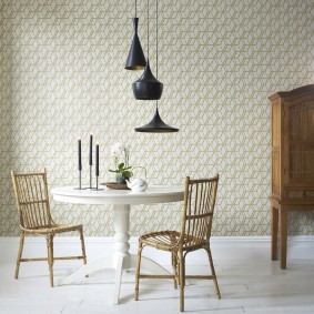 wallpaper in the interior of the kitchen white