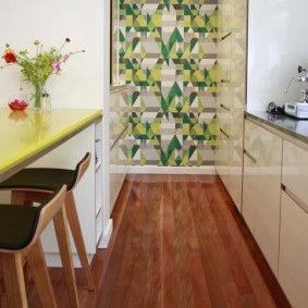 wallpaper in the interior of the kitchen