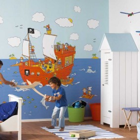 wallpaper in the children's room interior photo