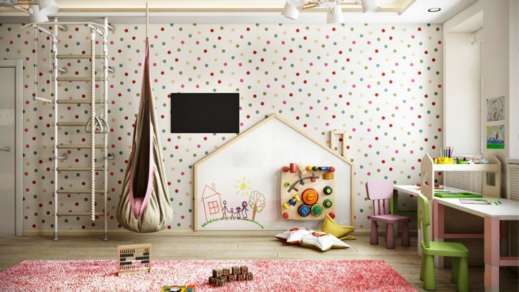 polka dot wallpaper for kids room