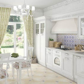 Provence stila tapetes virtuves interjera idejām