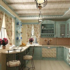 Provence stila tapetes virtuves foto opcijām