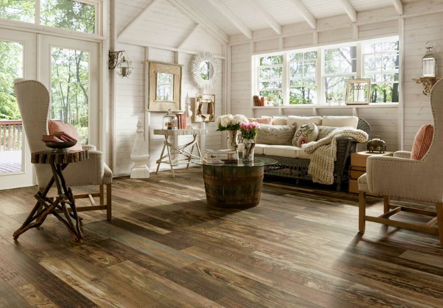 Wooden floor in the living room in the country