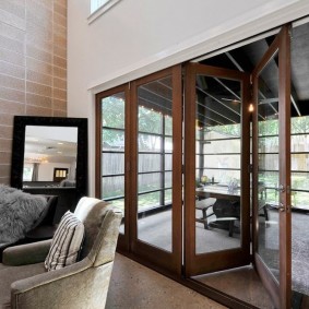 Folding doors in the interior of a private house