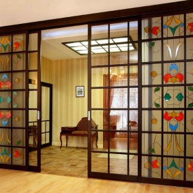 Decor stained glass sliding doors