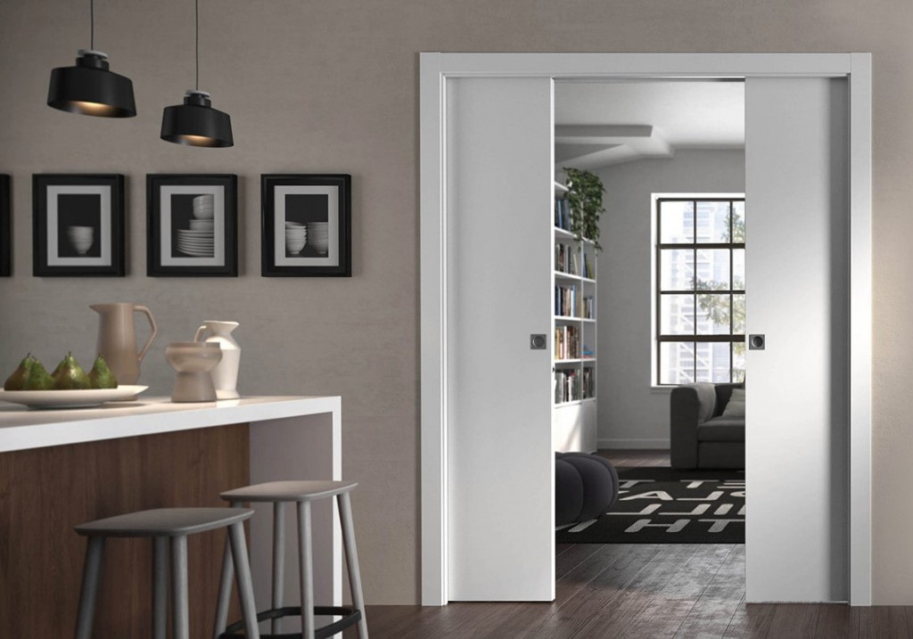 Sliding cassette doors with two wings