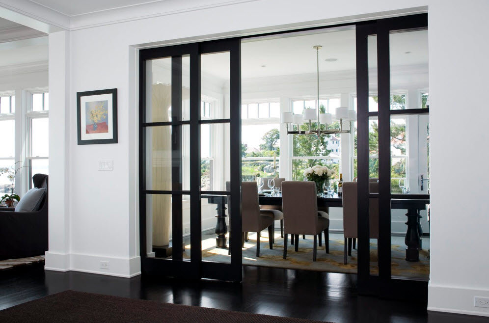 Black Sliding Doors with Clear Glass