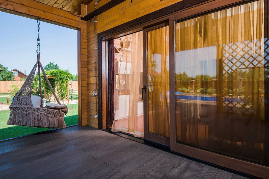 Sliding doors on the terrace of a private house