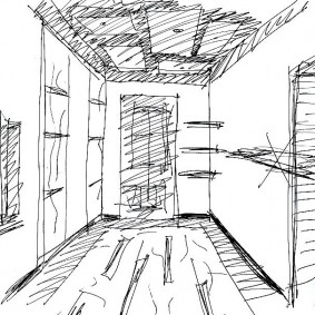 Freehand sketch of future hallway design