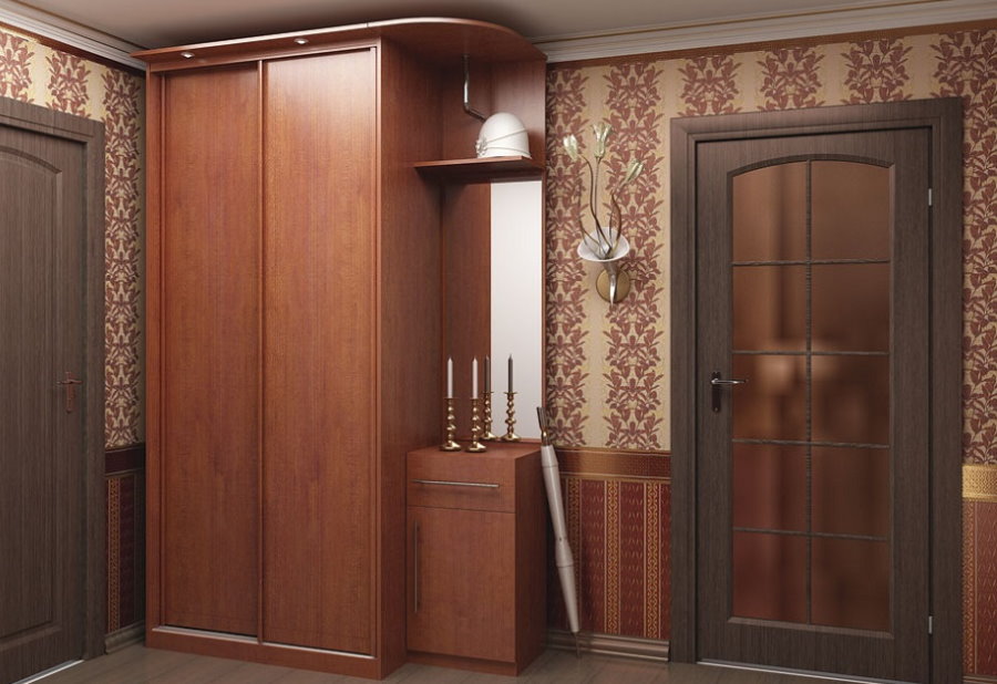 Tủ quần áo nhỏ gọn làm bằng gỗ MDF trong một hành lang nhỏ
