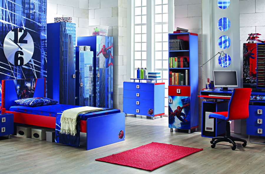 Blue furniture in a children's room