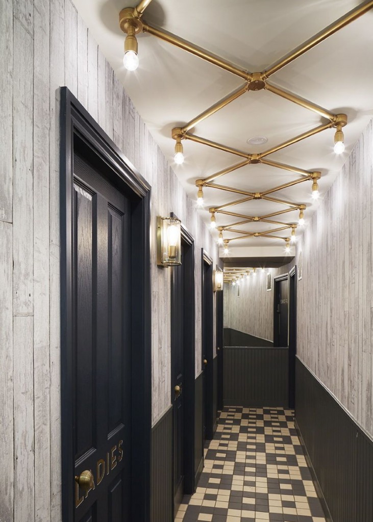 Unusual lighting of a narrow hallway