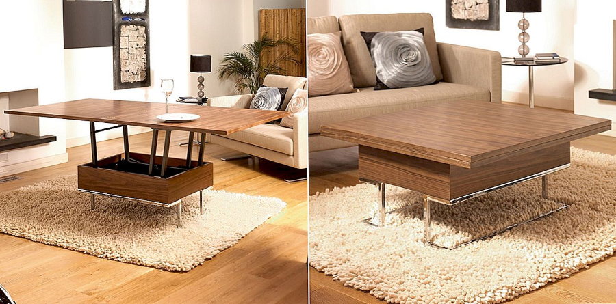 Transformation of a coffee table into a dining place