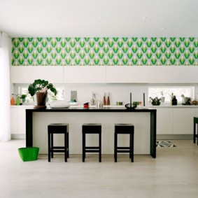 beautiful wallpaper in the interior of the kitchen