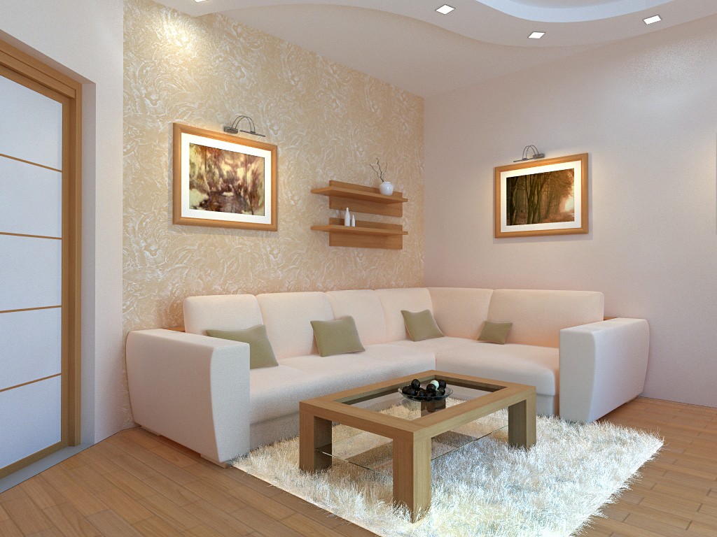 Dzīvojamās istabas stūris ar ērtu dīvānu